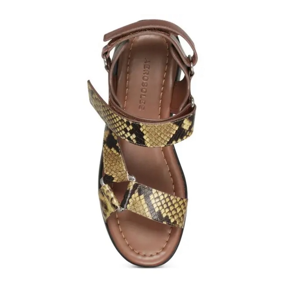Aerosoles Wave Yellow Snakeskin Sandals - Picture 2 of 4